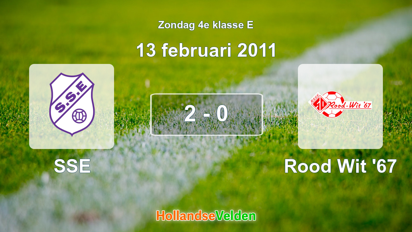 Gespeelde wedstrijd: SSE - Rood Wit '67 2 - 0 (13 februari 2011)
