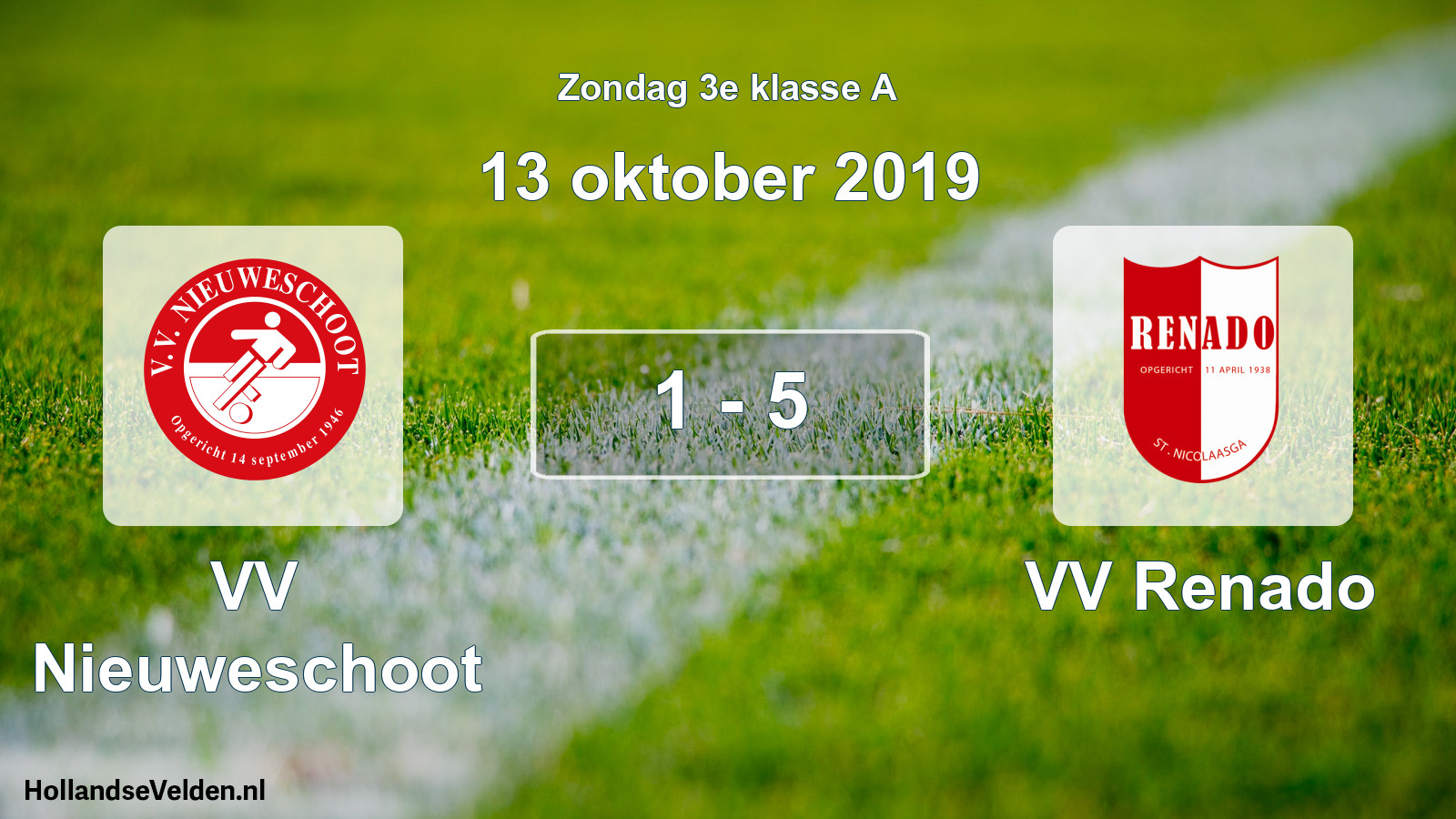 Gespeelde wedstrijd: VV Nieuweschoot - VV Renado 1 - 5 (13 oktober 2019)