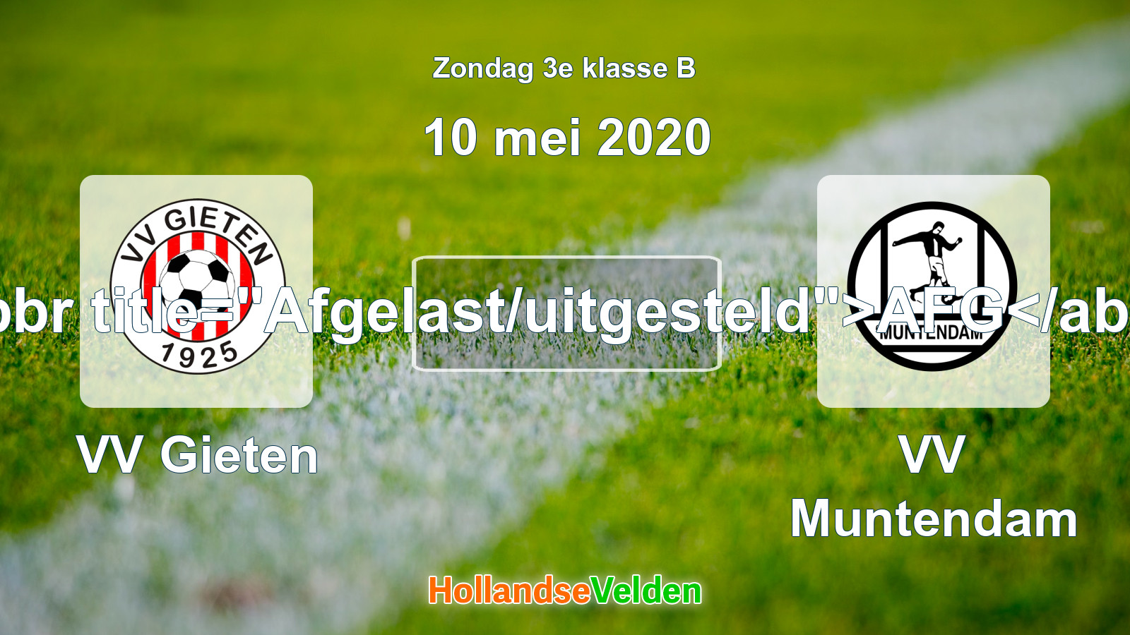 Geplande wedstrijd: VV Gieten - VV Muntendam (10 mei 2020)