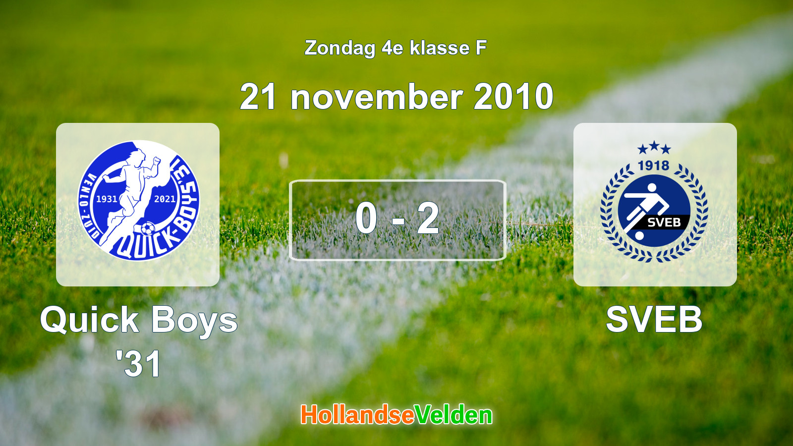Gespeelde wedstrijd: Quick Boys '31 - SVEB 0 - 2 (21 november 2010)