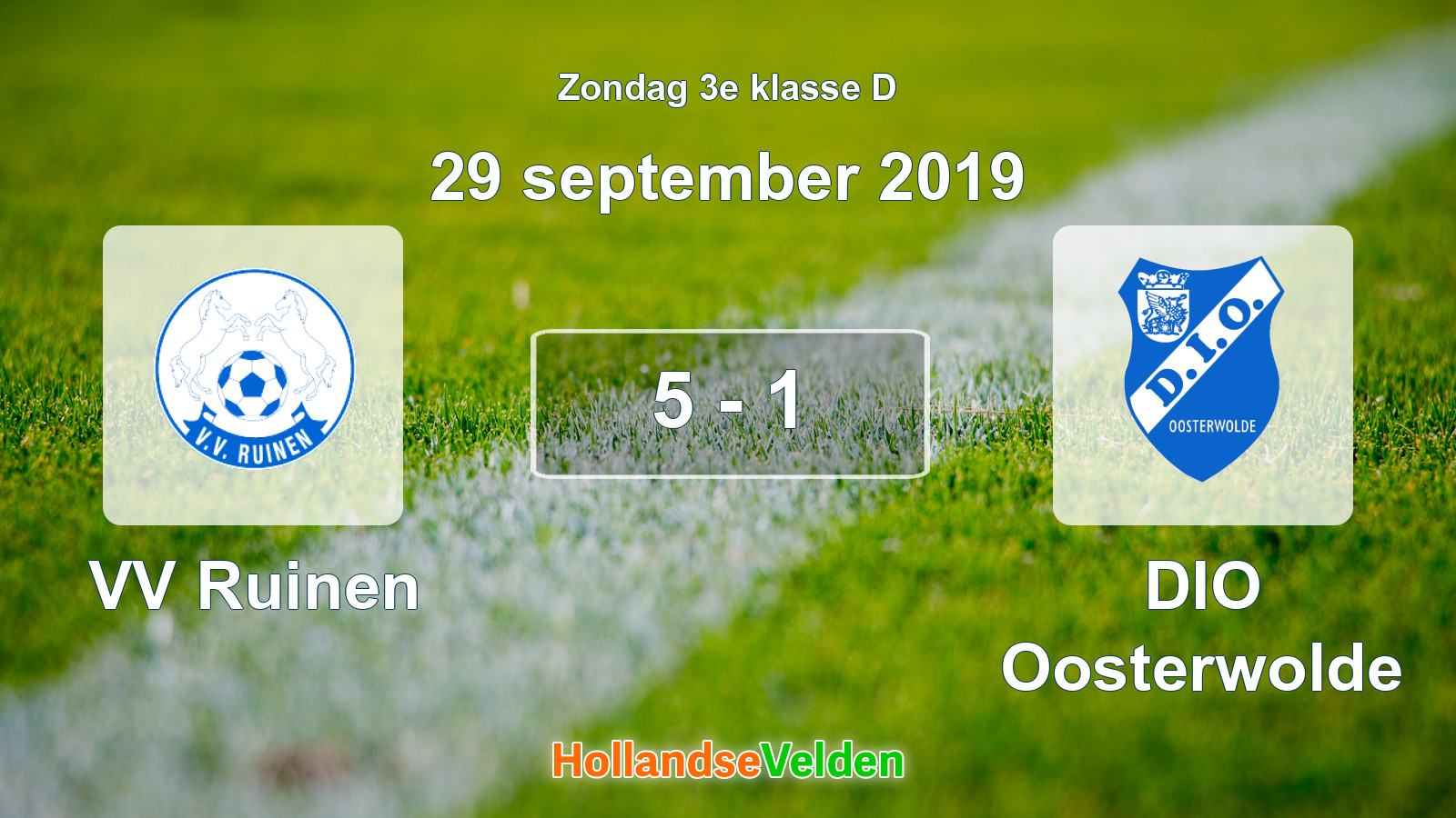 Gespeelde wedstrijd: VV Ruinen - DIO Oosterwolde 5 - 1 (29 september 2019)