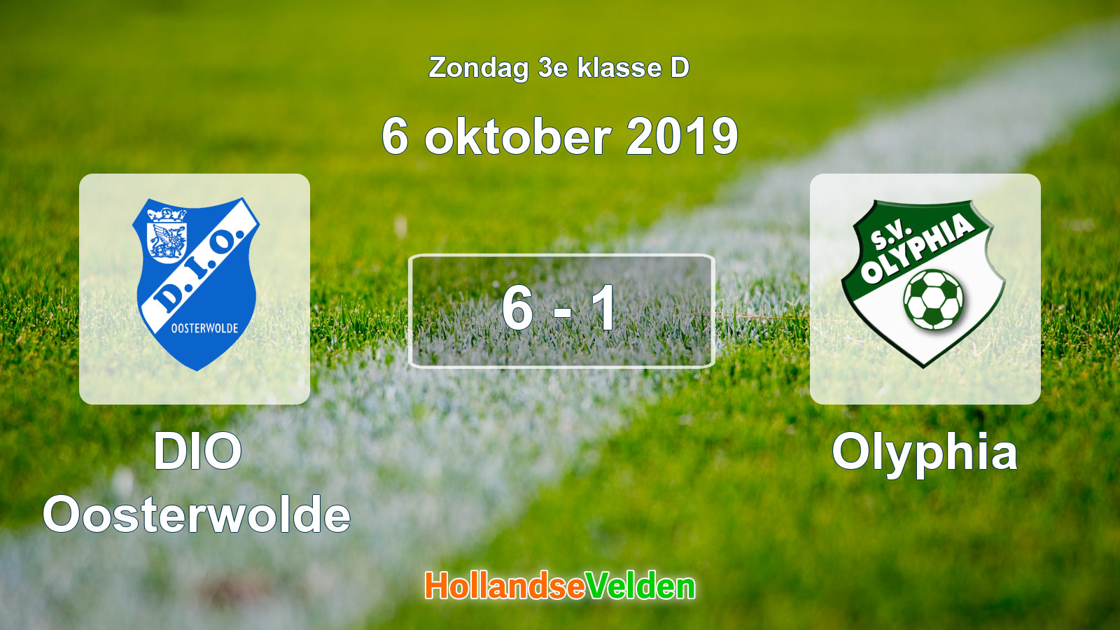 Gespeelde wedstrijd: DIO Oosterwolde - Olyphia 6 - 1 (6 oktober 2019)