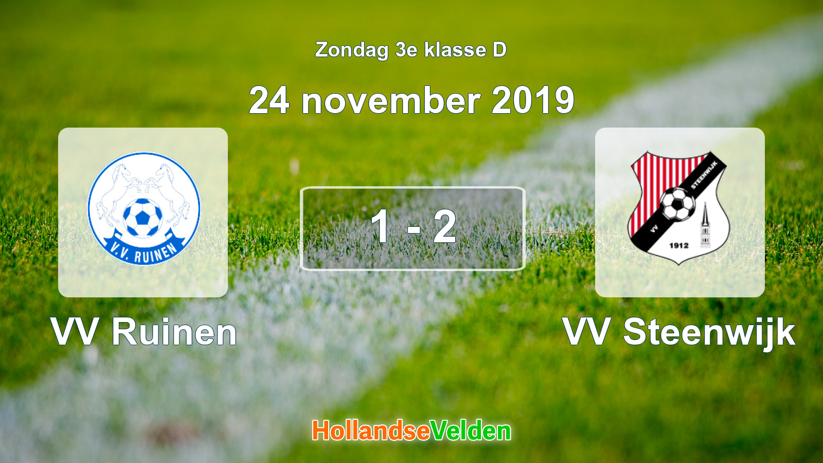 Gespeelde wedstrijd: VV Ruinen - VV Steenwijk 1 - 2 (24 november 2019)
