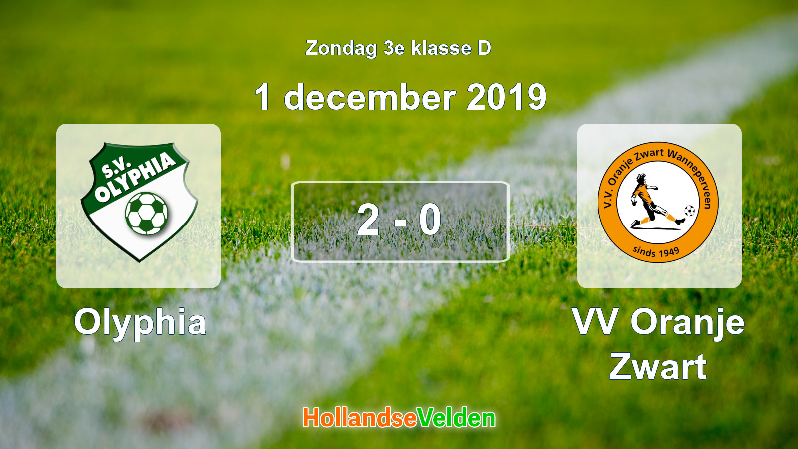 Gespeelde wedstrijd: Olyphia - VV Oranje Zwart 2 - 0 (1 december 2019)