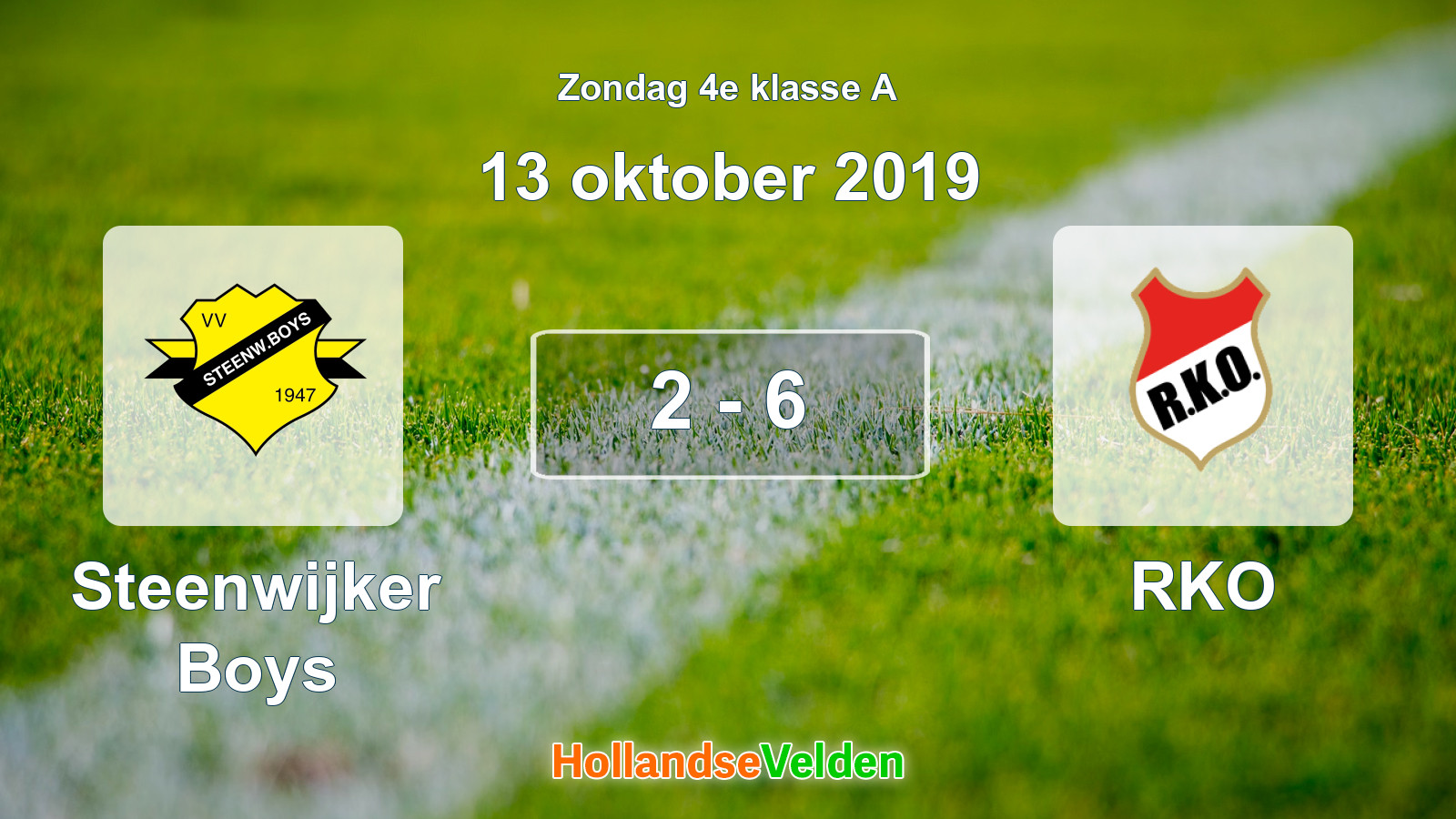 Gespeelde wedstrijd: Steenwijker Boys - RKO 2 - 6 (13 oktober 2019)