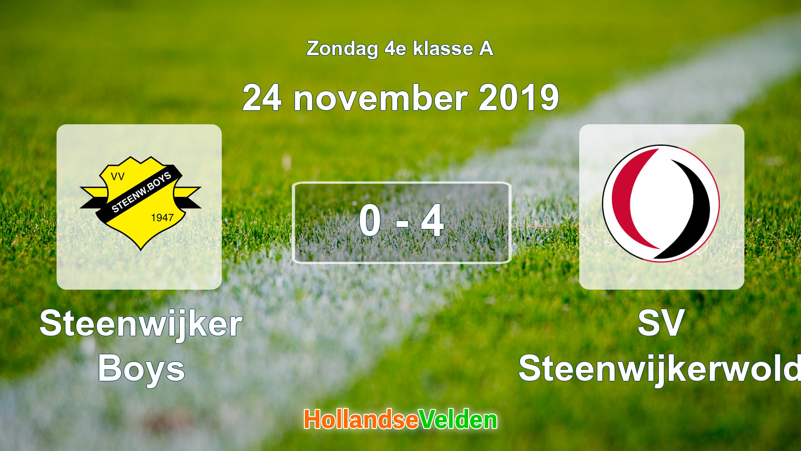 Gespeelde wedstrijd: Steenwijker Boys - SV Steenwijkerwold 0 - 4 (24 november 2019)