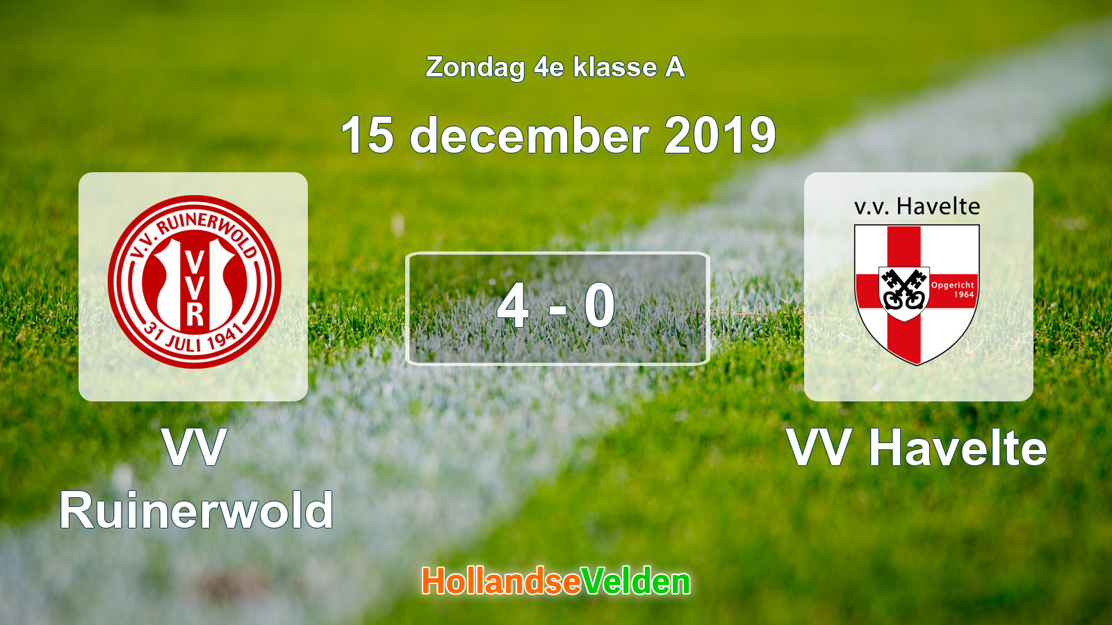 Gespeelde wedstrijd: VV Ruinerwold - VV Havelte 4 - 0 (15 december 2019)