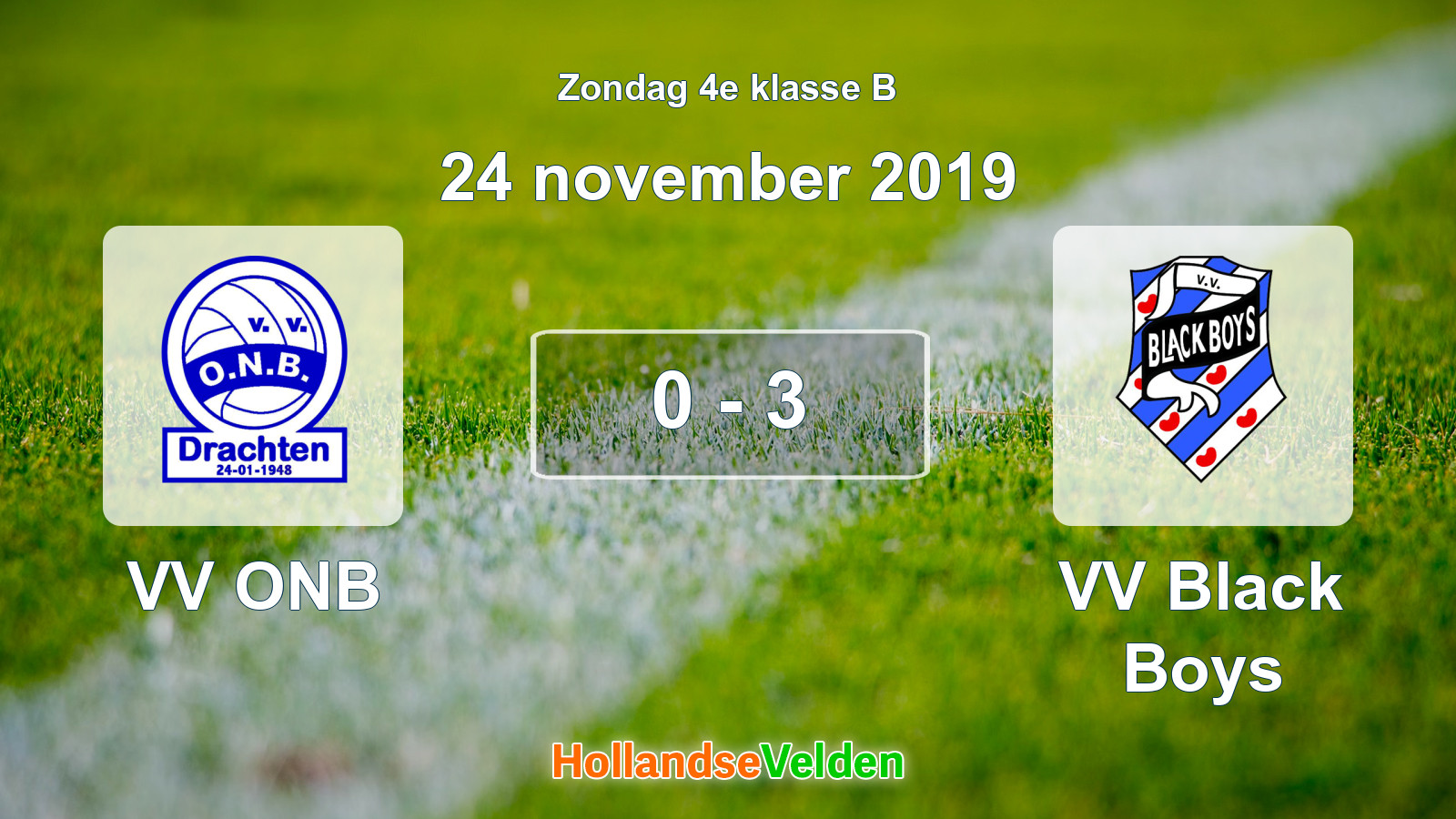 Gespeelde wedstrijd: VV ONB - VV Black Boys 0 - 3 (24 november 2019)