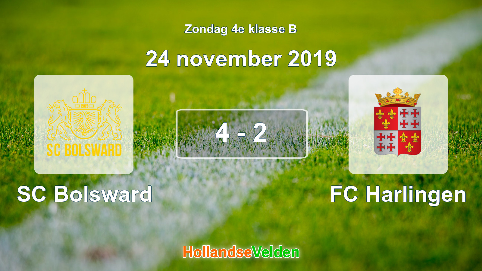 Gespeelde wedstrijd: SC Bolsward - FC Harlingen 4 - 2 (24 november 2019)
