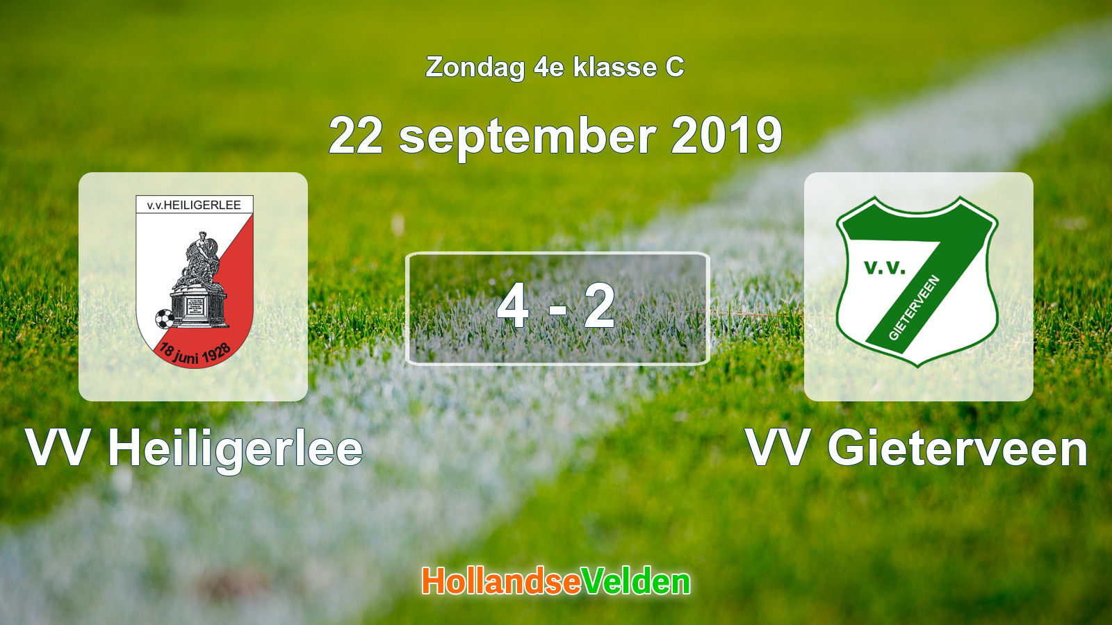Gespeelde wedstrijd: VV Heiligerlee - VV Gieterveen 4 - 2 (22 september 2019)