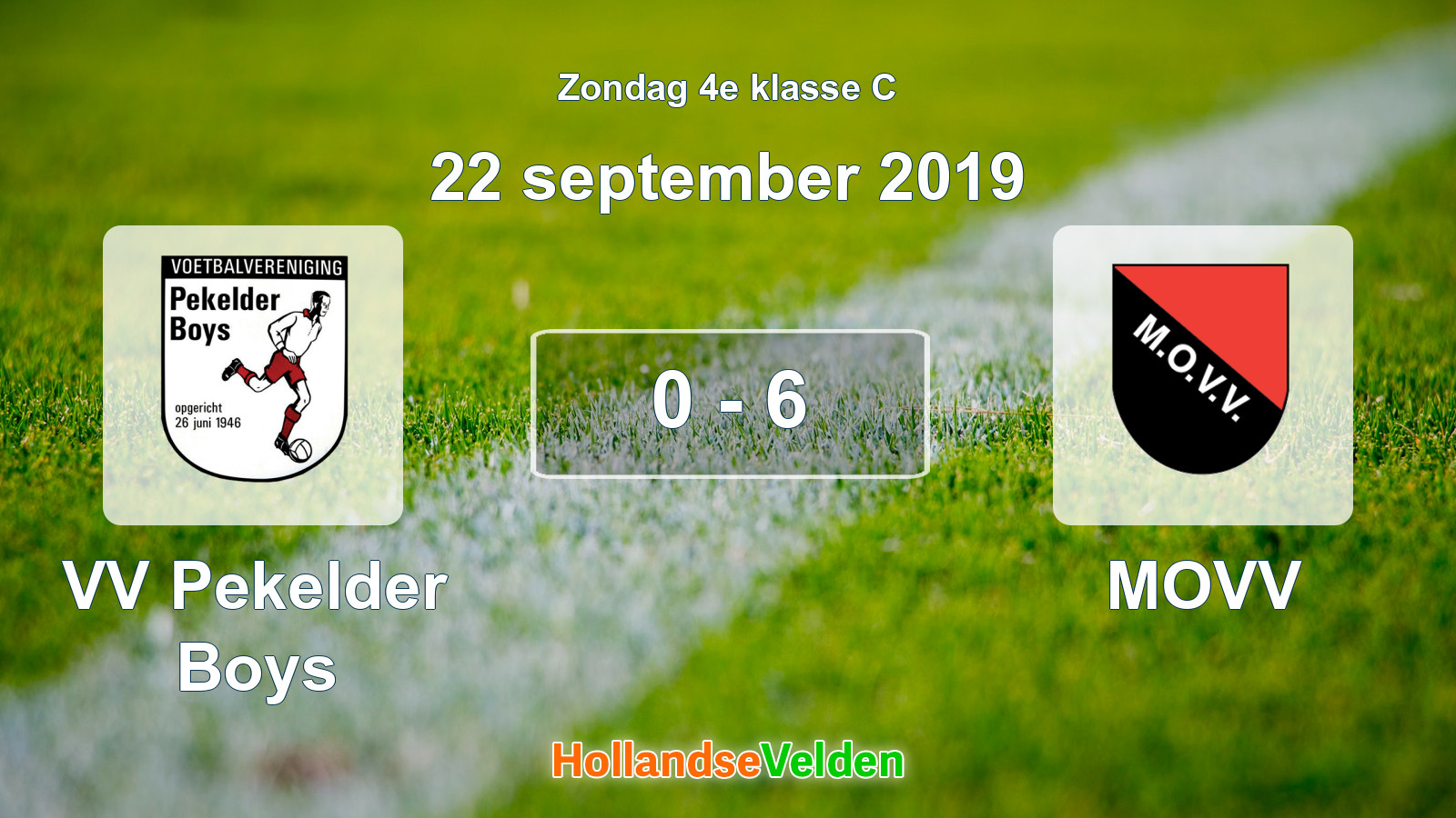Gespeelde wedstrijd: VV Pekelder Boys - MOVV 0 - 6 (22 september 2019)