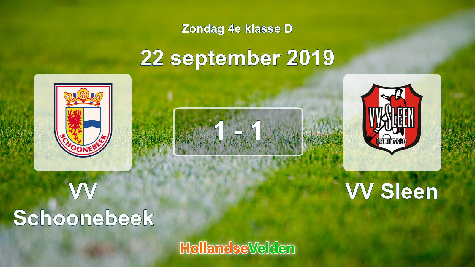 Gespeelde wedstrijd: VV Schoonebeek - VV Sleen 1 - 1 (22 september 2019)