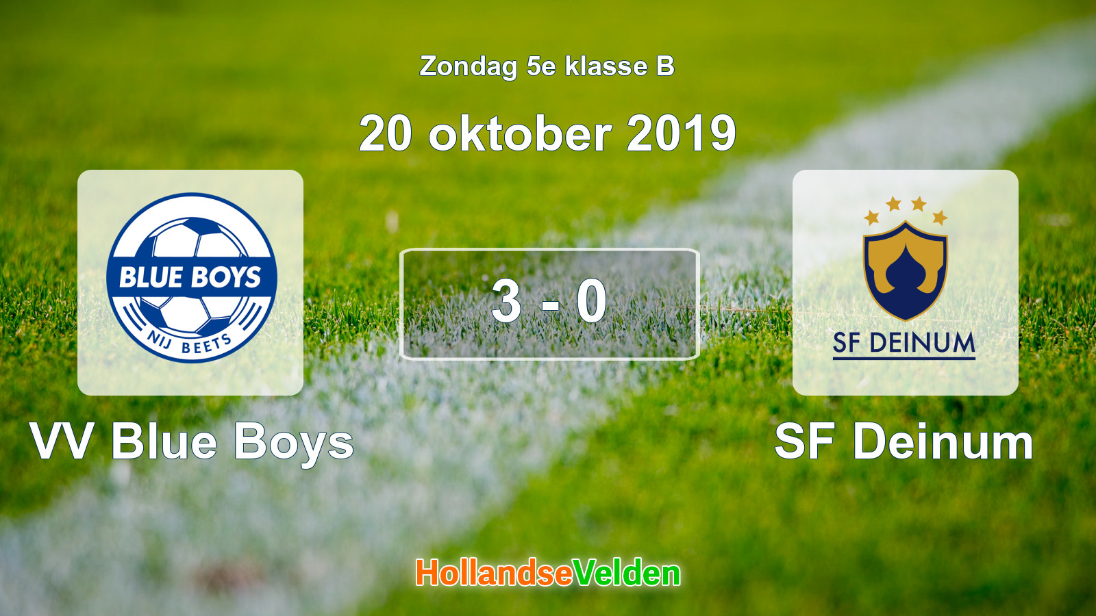 Gespeelde wedstrijd: VV Blue Boys - SF Deinum 3 - 0 (20 oktober 2019)