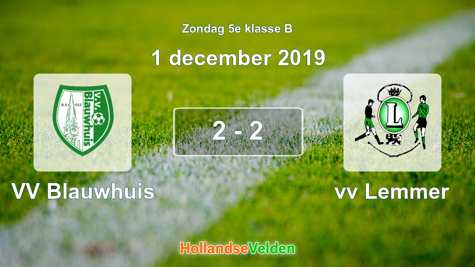Gespeelde wedstrijd: VV Blauwhuis - vv Lemmer 2 - 2 (1 december 2019)