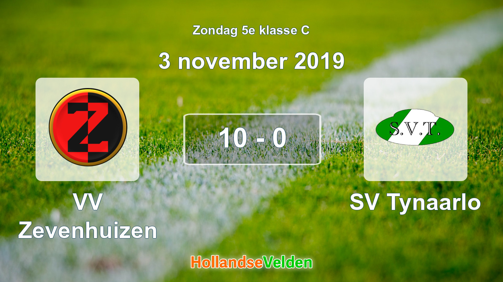 Gespeelde wedstrijd: VV Zevenhuizen - SV Tynaarlo 10 - 0 (3 november 2019)
