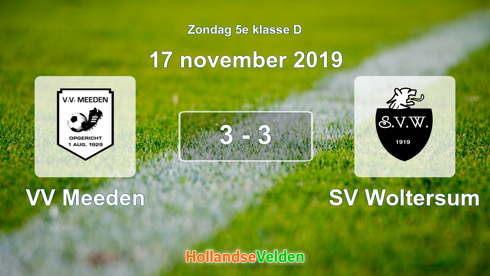 Gespeelde wedstrijd: VV Meeden - SV Woltersum 3 - 3 (17 november 2019)