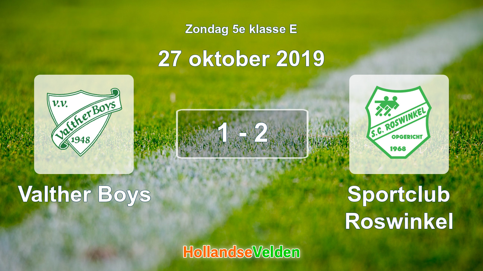 Gespeelde wedstrijd: Valther Boys - Sportclub Roswinkel 1 - 2 (27 oktober 2019)