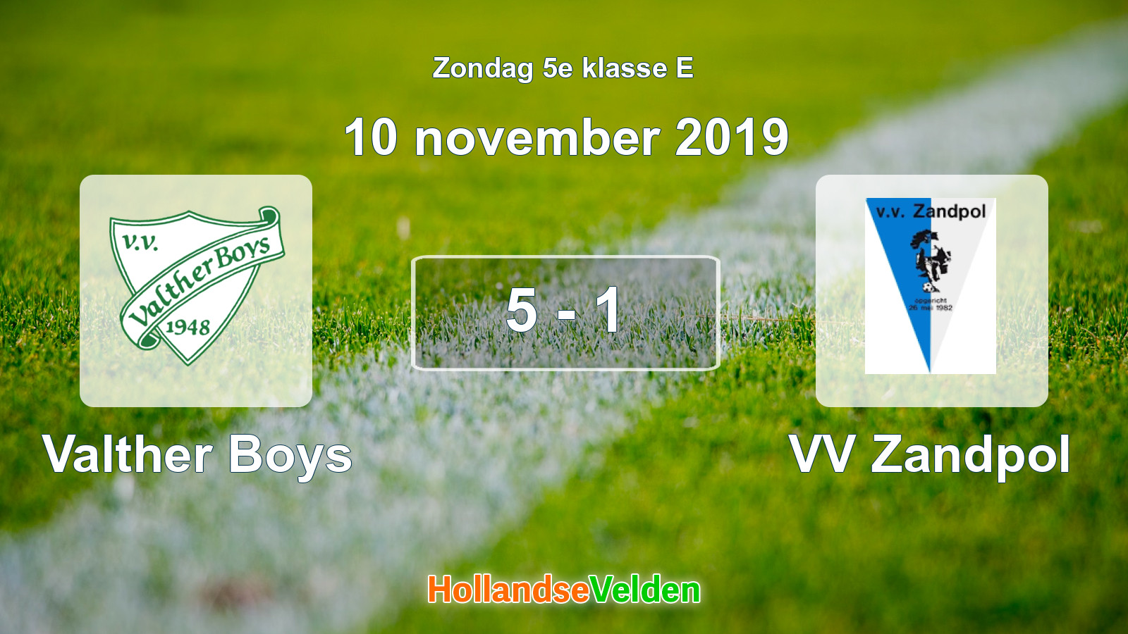 Gespeelde wedstrijd: Valther Boys - VV Zandpol 5 - 1 (10 november 2019)