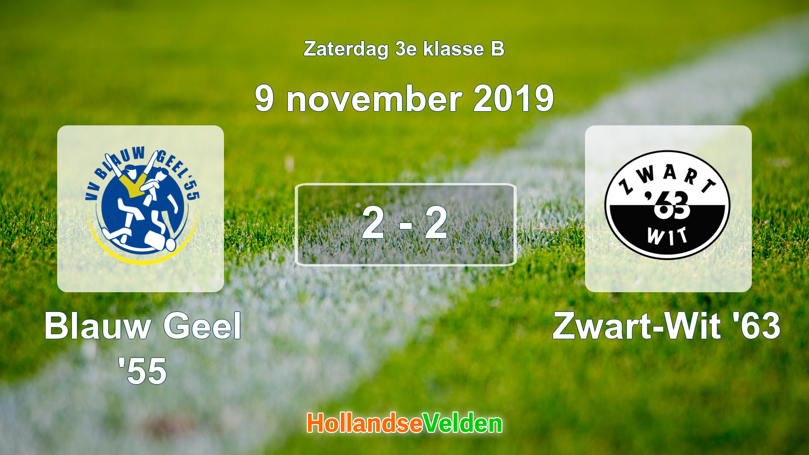 Gespeelde wedstrijd: Blauw Geel '55 - Zwart-Wit '63 2 - 2 (9 november 2019)