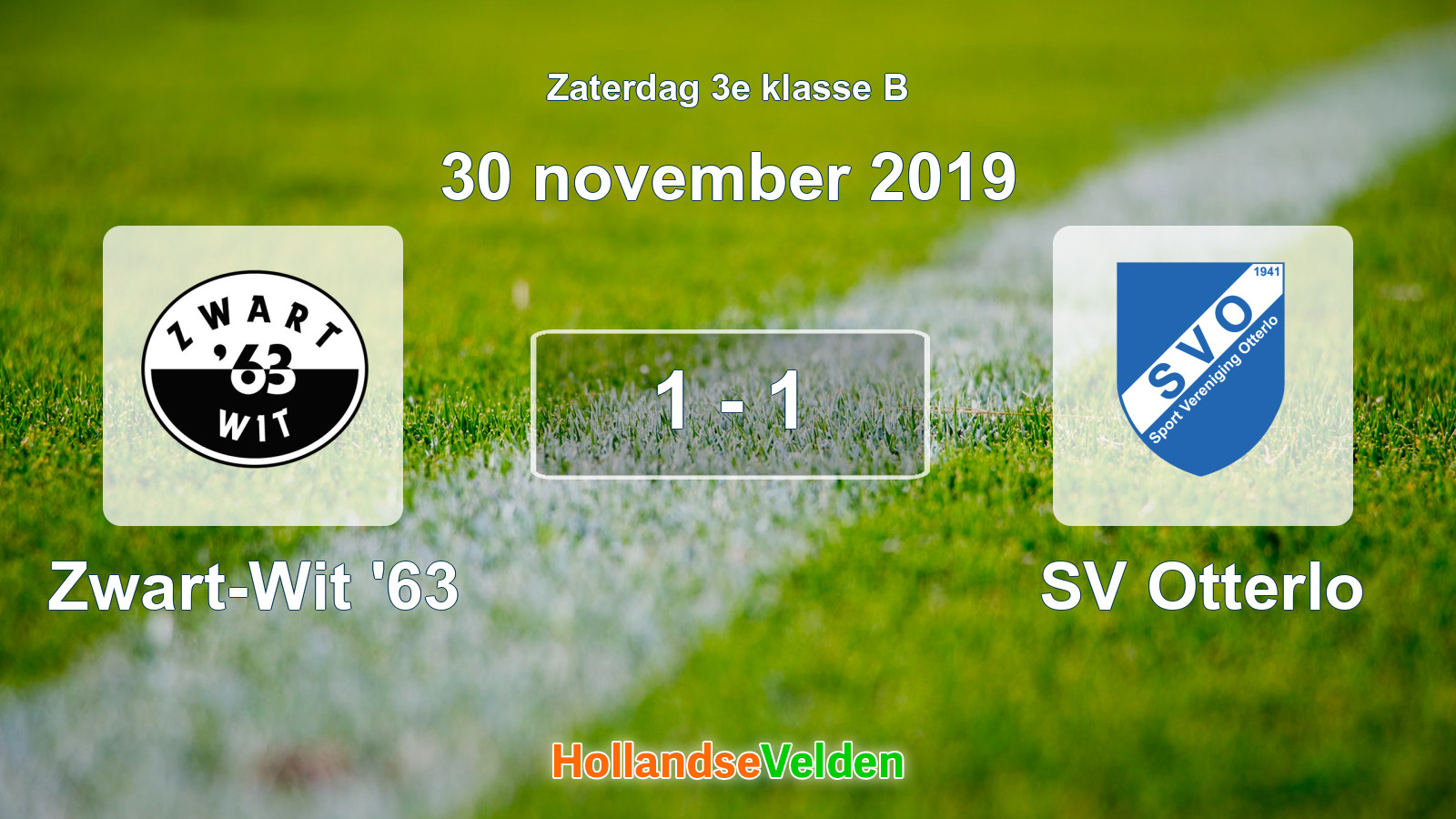 Gespeelde wedstrijd: Zwart-Wit '63 - SV Otterlo 1 - 1 (30 november 2019)