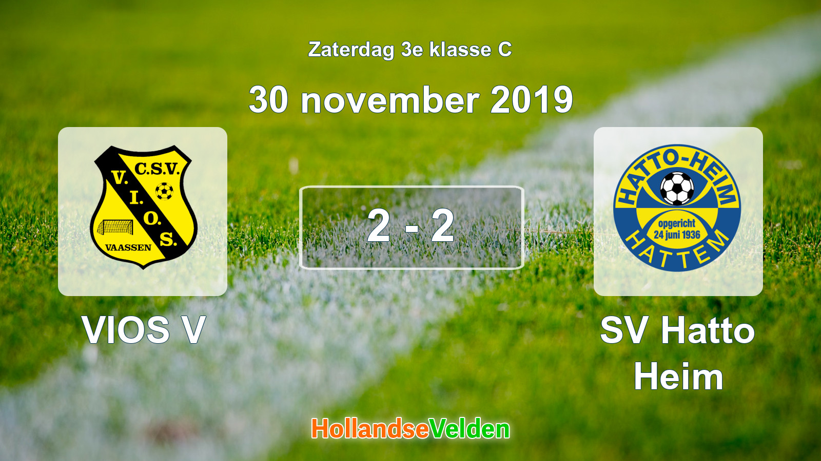 Gespeelde wedstrijd: VIOS V - SV Hatto Heim 2 - 2 (30 november 2019)