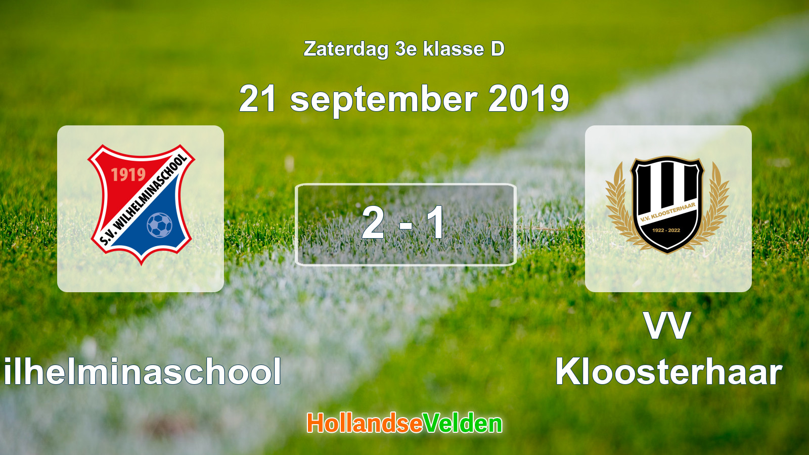 Gespeelde wedstrijd: Wilhelminaschool - VV Kloosterhaar 2 - 1 (21 september 2019)