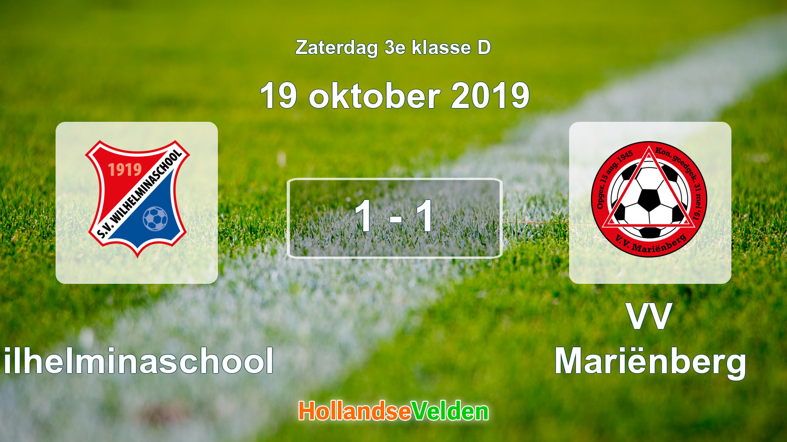 Gespeelde wedstrijd: Wilhelminaschool - VV Mariënberg 1 - 1 (19 oktober 2019)
