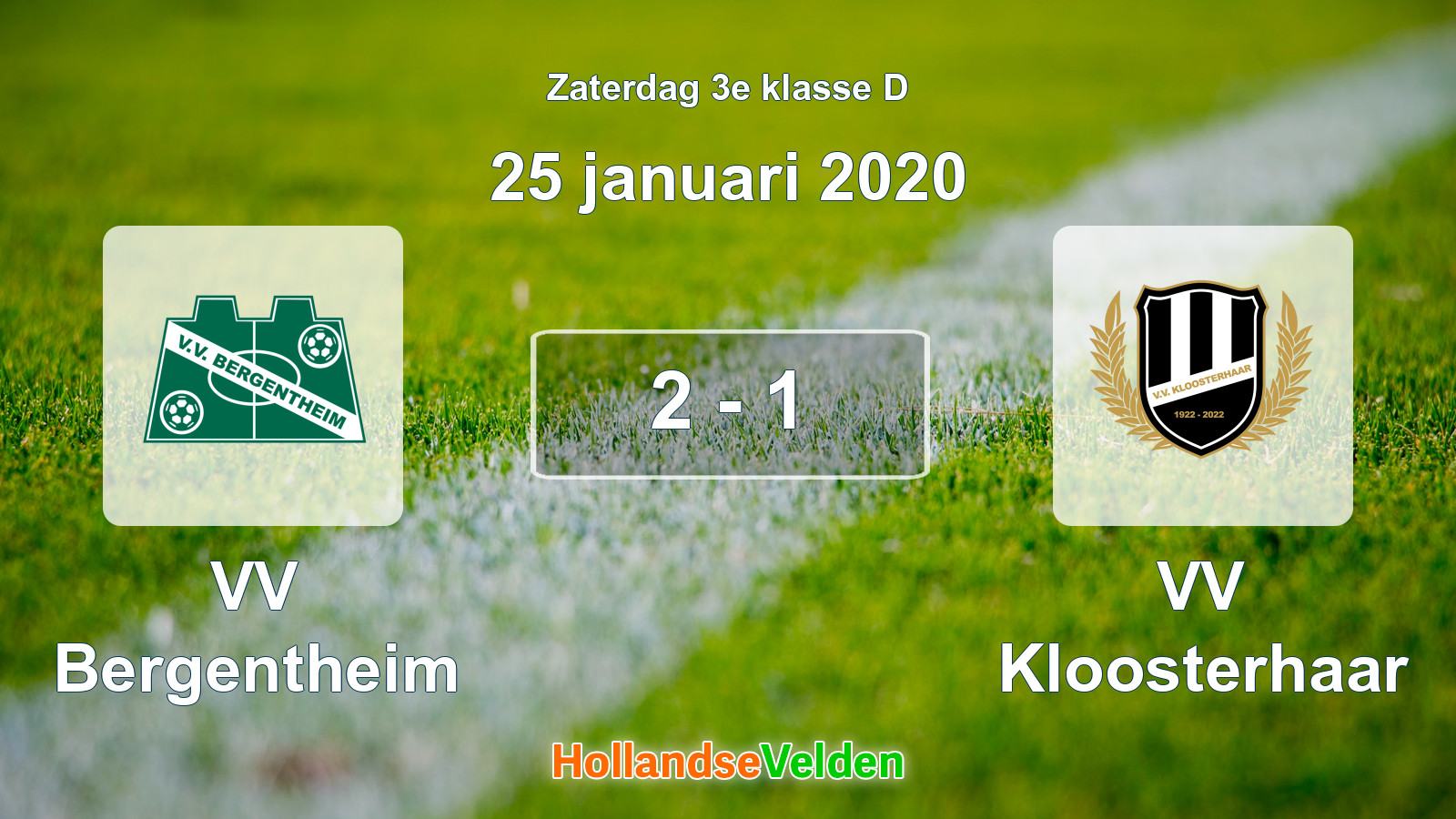 Gespeelde wedstrijd: VV Bergentheim - VV Kloosterhaar 2 - 1 (25 januari 2020)