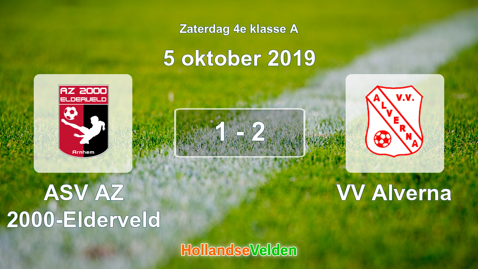 Gespeelde wedstrijd: ASV AZ 2000-Elderveld - VV Alverna 1 - 2 (5 oktober 2019)
