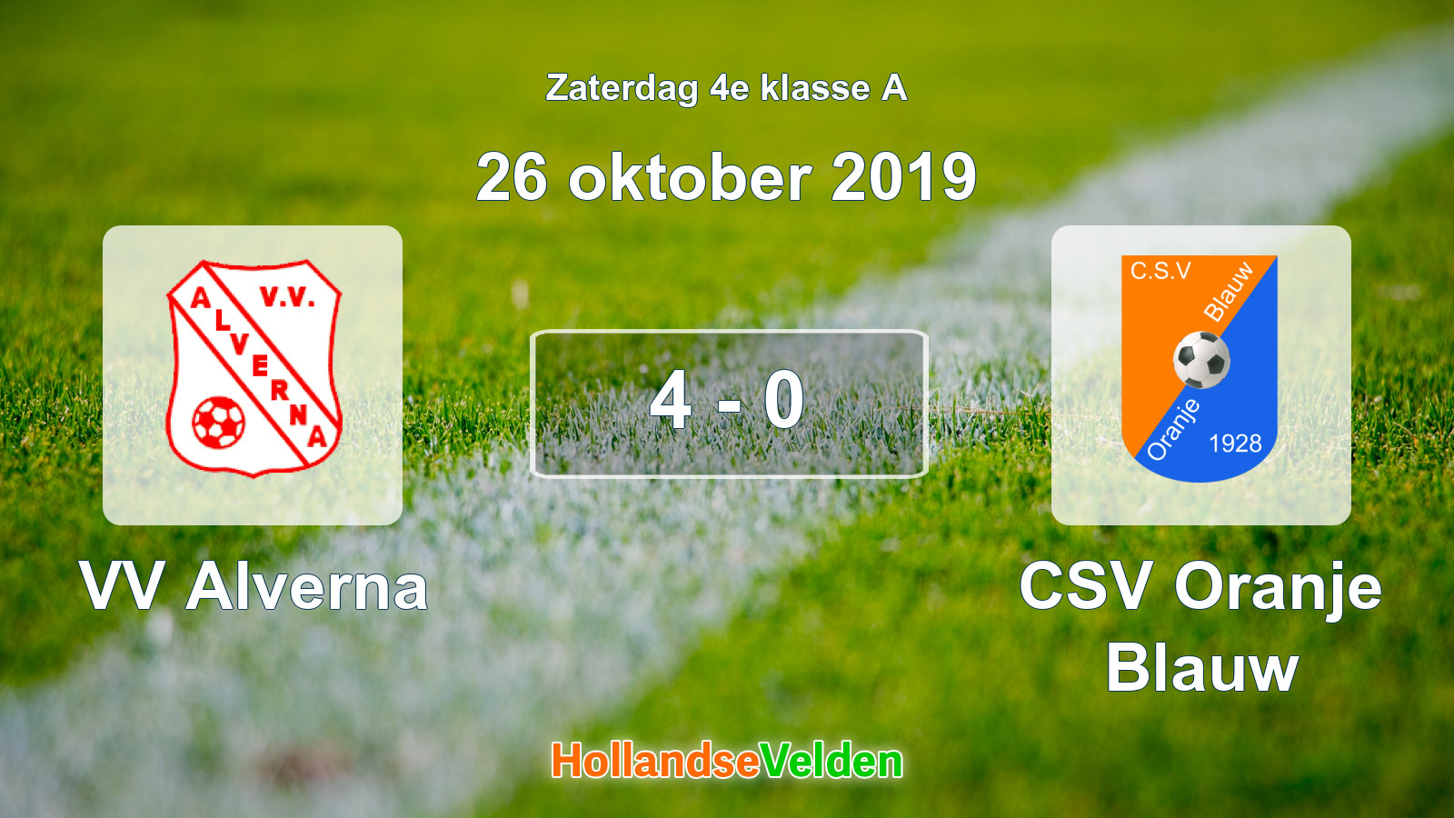 Gespeelde wedstrijd: VV Alverna - CSV Oranje Blauw 4 - 0 (26 oktober 2019)