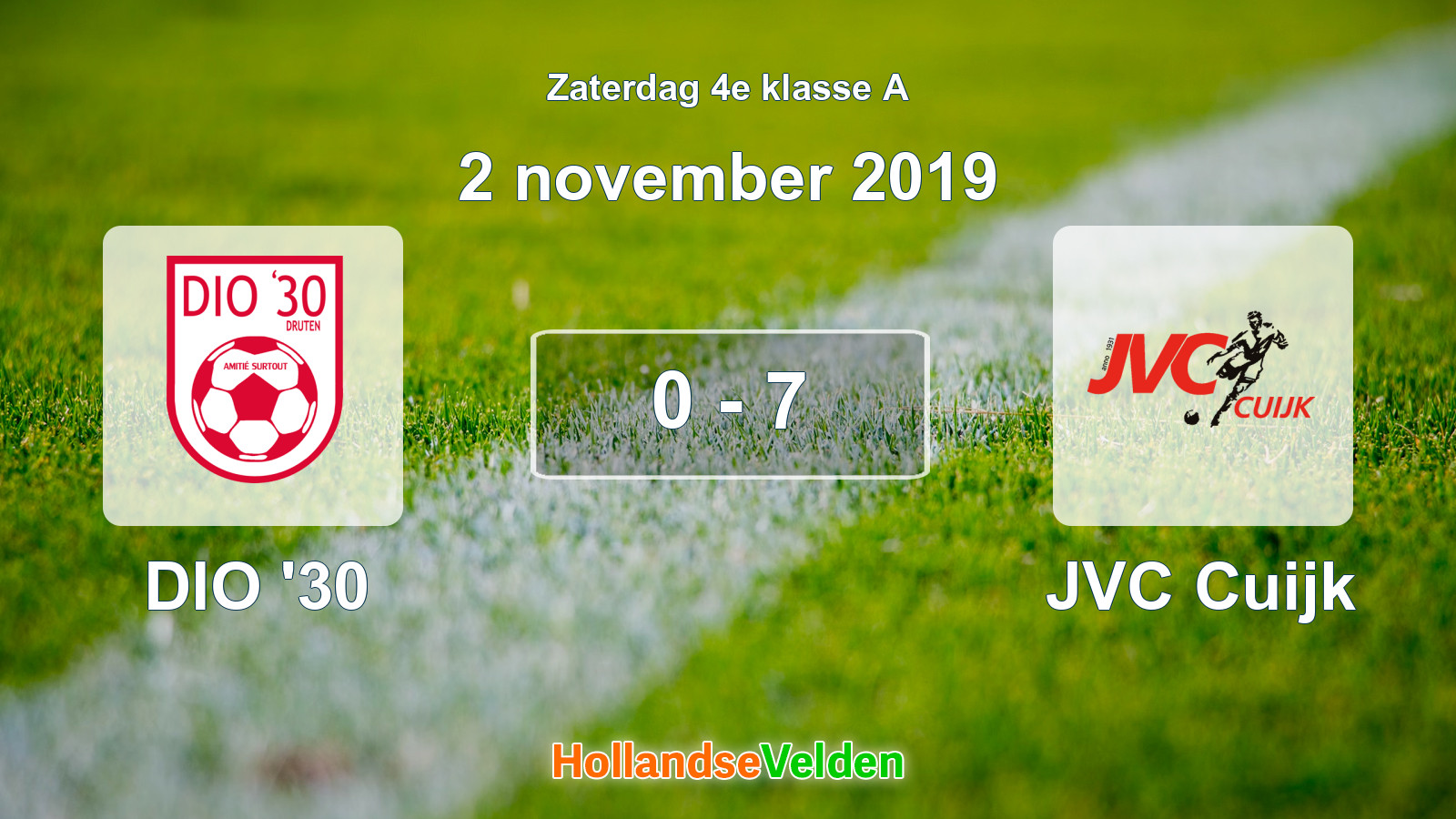 Gespeelde wedstrijd: DIO '30 - JVC Cuijk 0 - 7 (2 november 2019)