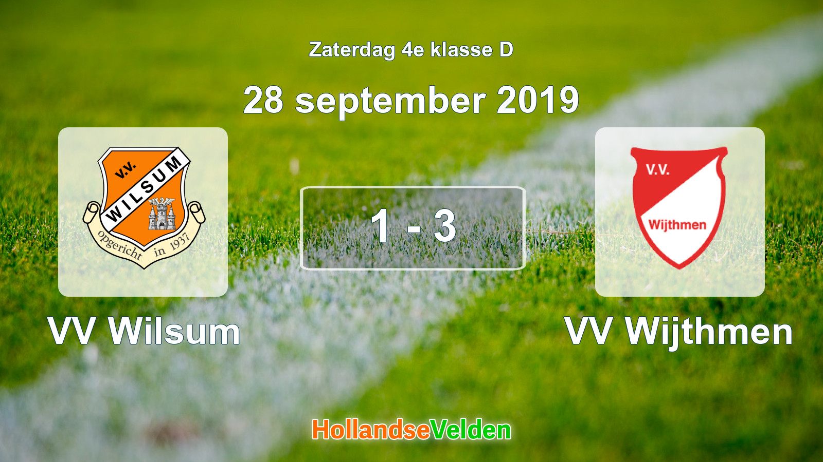 Gespeelde wedstrijd: VV Wilsum - VV Wijthmen 1 - 3 (28 september 2019)