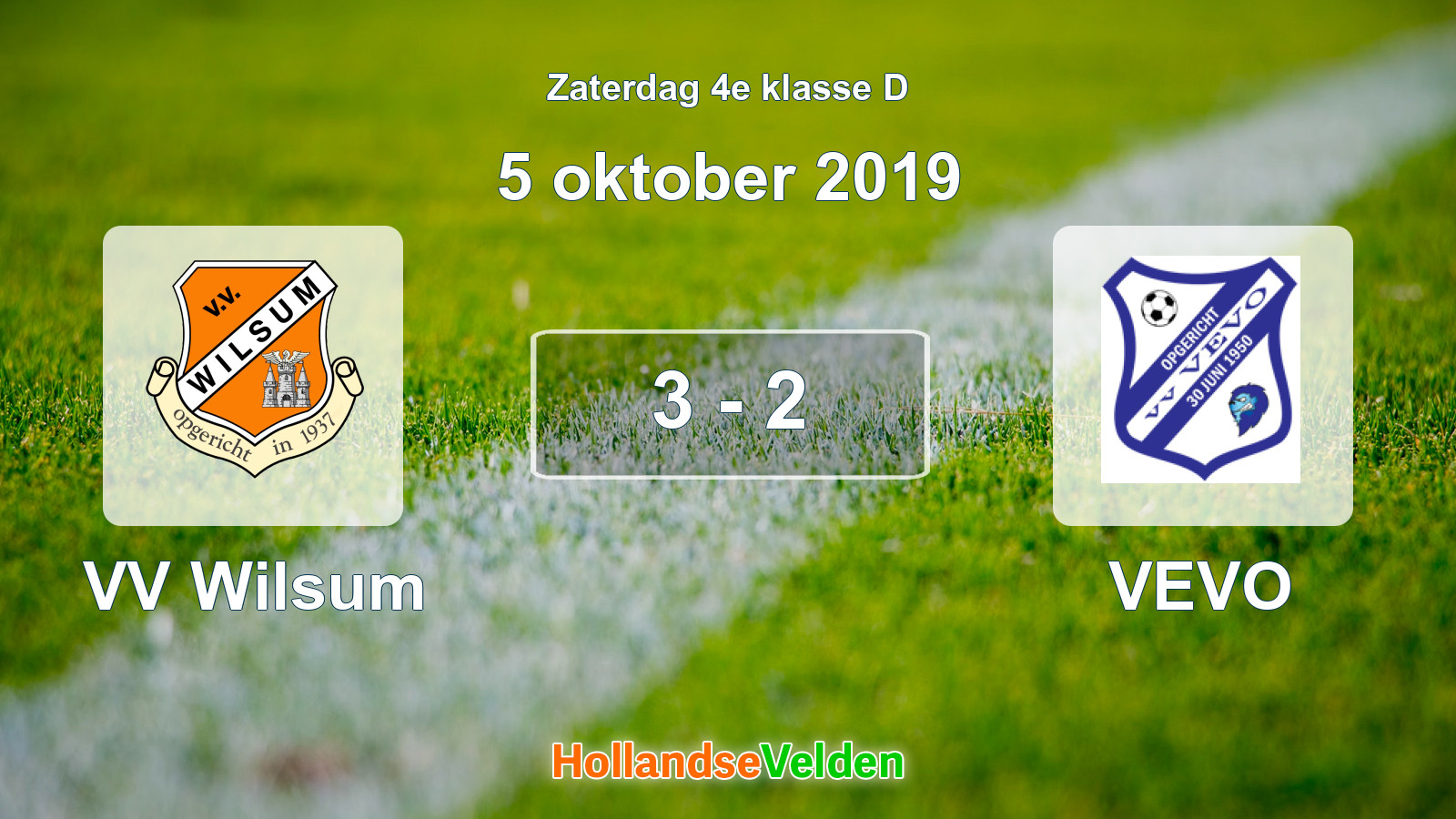Gespeelde wedstrijd: VV Wilsum - VEVO 3 - 2 (5 oktober 2019)