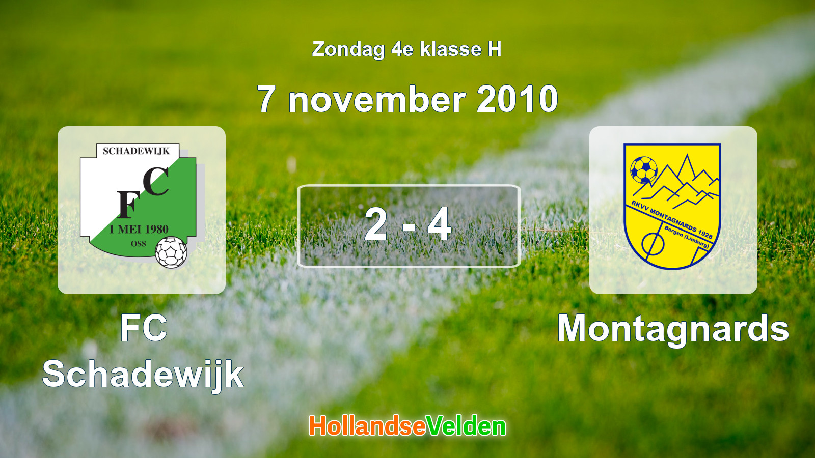 Gespeelde wedstrijd: FC Schadewijk - Montagnards 2 - 4 (7 november 2010)