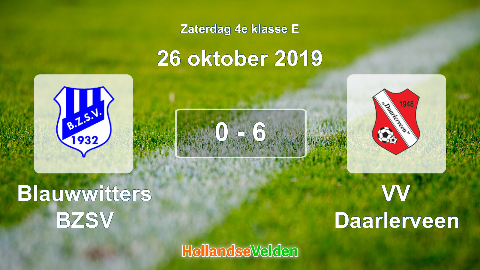 Gespeelde wedstrijd: Blauwwitters BZSV - VV Daarlerveen 0 - 6 (26 oktober 2019)