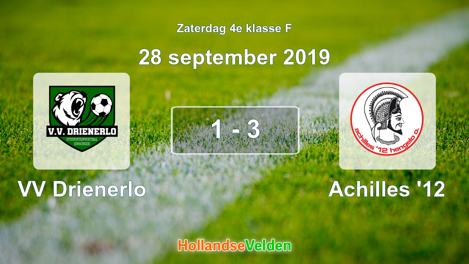 Gespeelde wedstrijd: VV Drienerlo - Achilles '12 1 - 3 (28 september 2019)