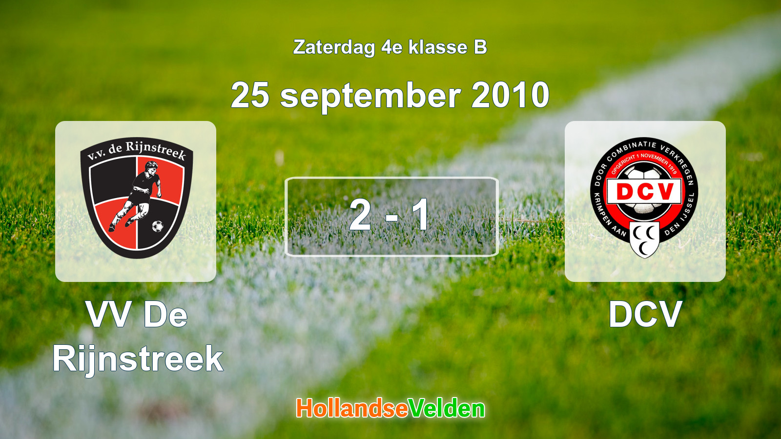 Gespeelde wedstrijd: VV De Rijnstreek - DCV 2 - 1 (25 september 2010)
