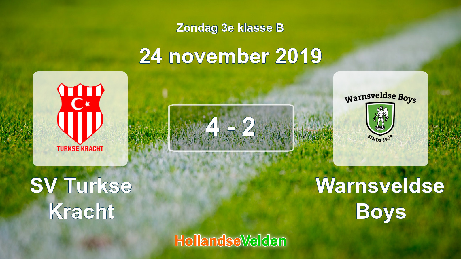 Gespeelde wedstrijd: SV Turkse Kracht - Warnsveldse Boys 4 - 2 (24 november 2019)