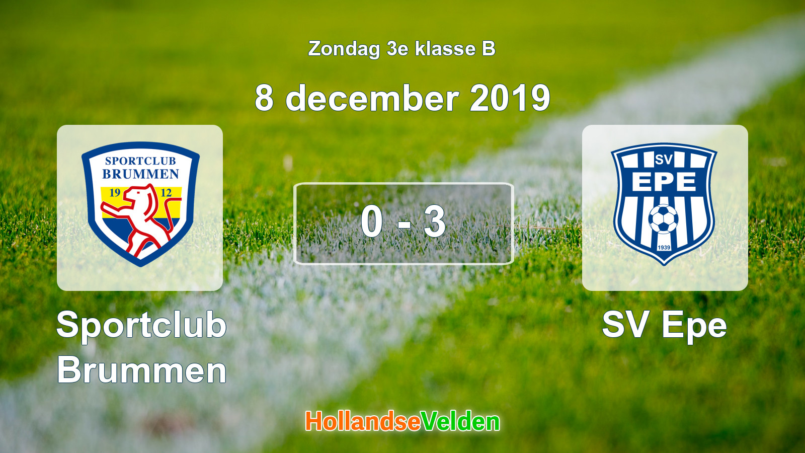 Gespeelde wedstrijd: Sportclub Brummen - SV Epe 0 - 3 (8 december 2019)