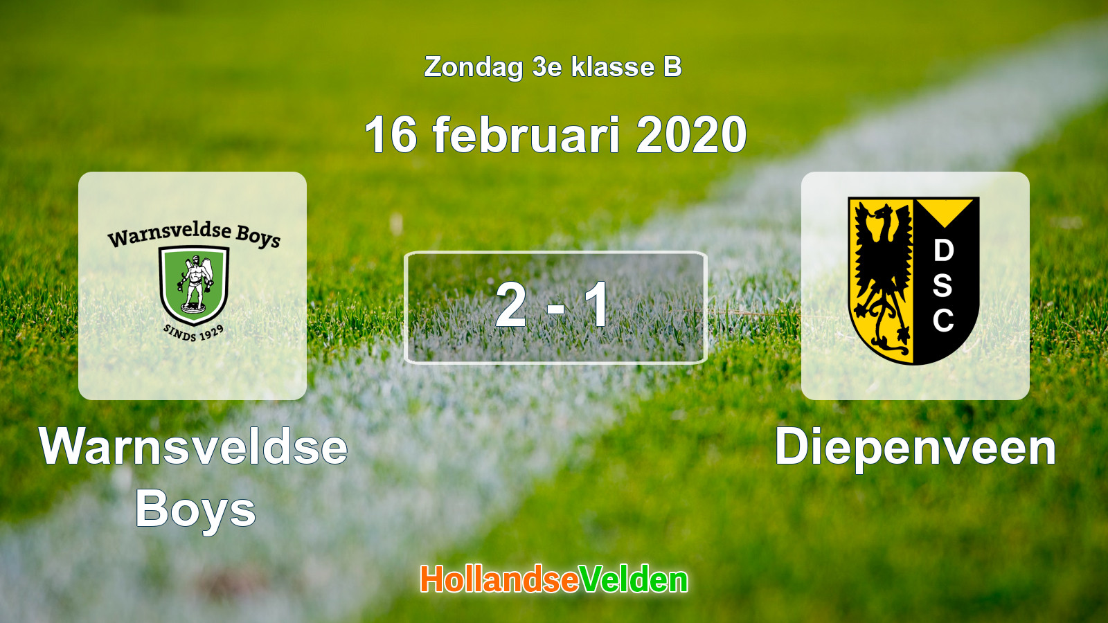 Gespeelde wedstrijd: Warnsveldse Boys - Diepenveen 2 - 1 (16 februari 2020)