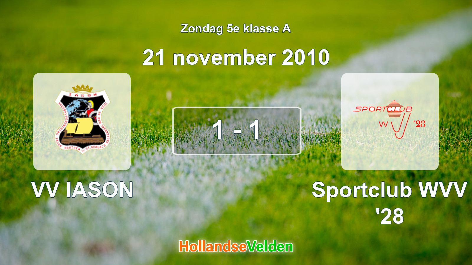 Gespeelde wedstrijd: VV IASON - Sportclub WVV '28 1 - 1 (21 november 2010)