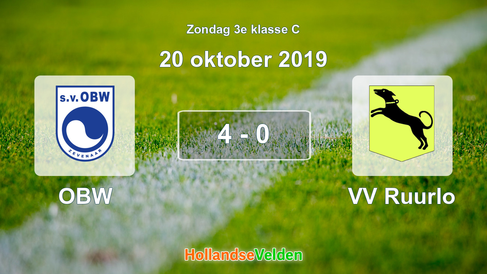Gespeelde wedstrijd: OBW - VV Ruurlo 4 - 0 (20 oktober 2019)