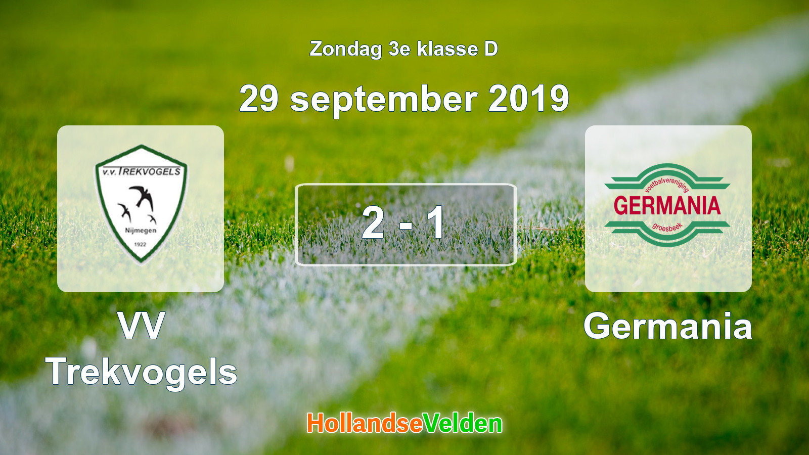 Gespeelde wedstrijd: VV Trekvogels - Germania 2 - 1 (29 september 2019)