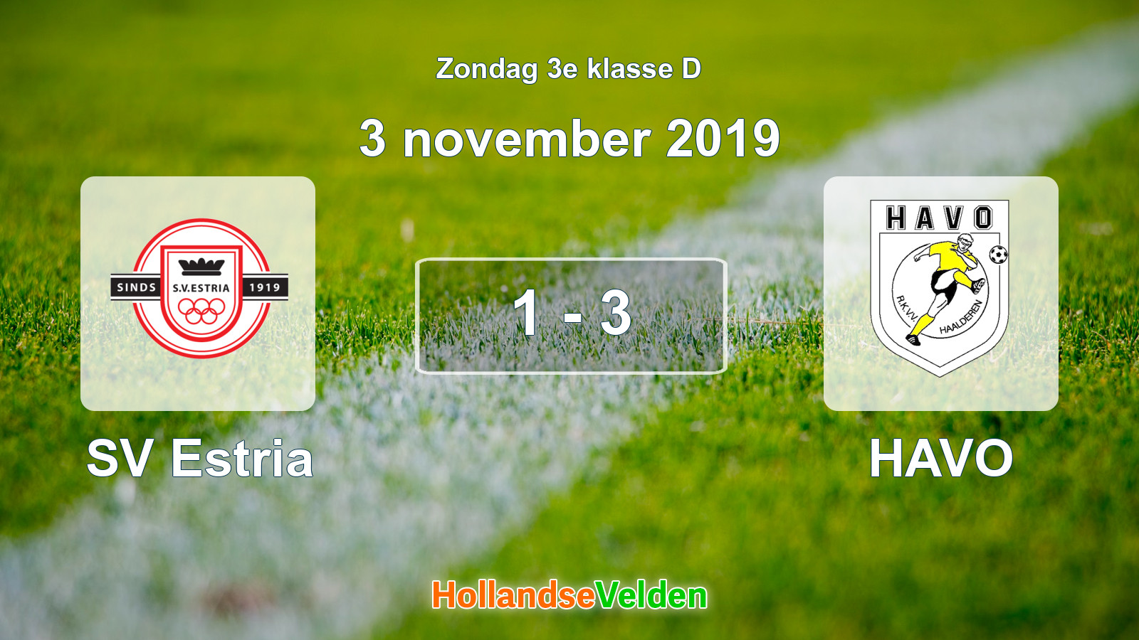 Gespeelde wedstrijd: SV Estria - HAVO 1 - 3 (3 november 2019)