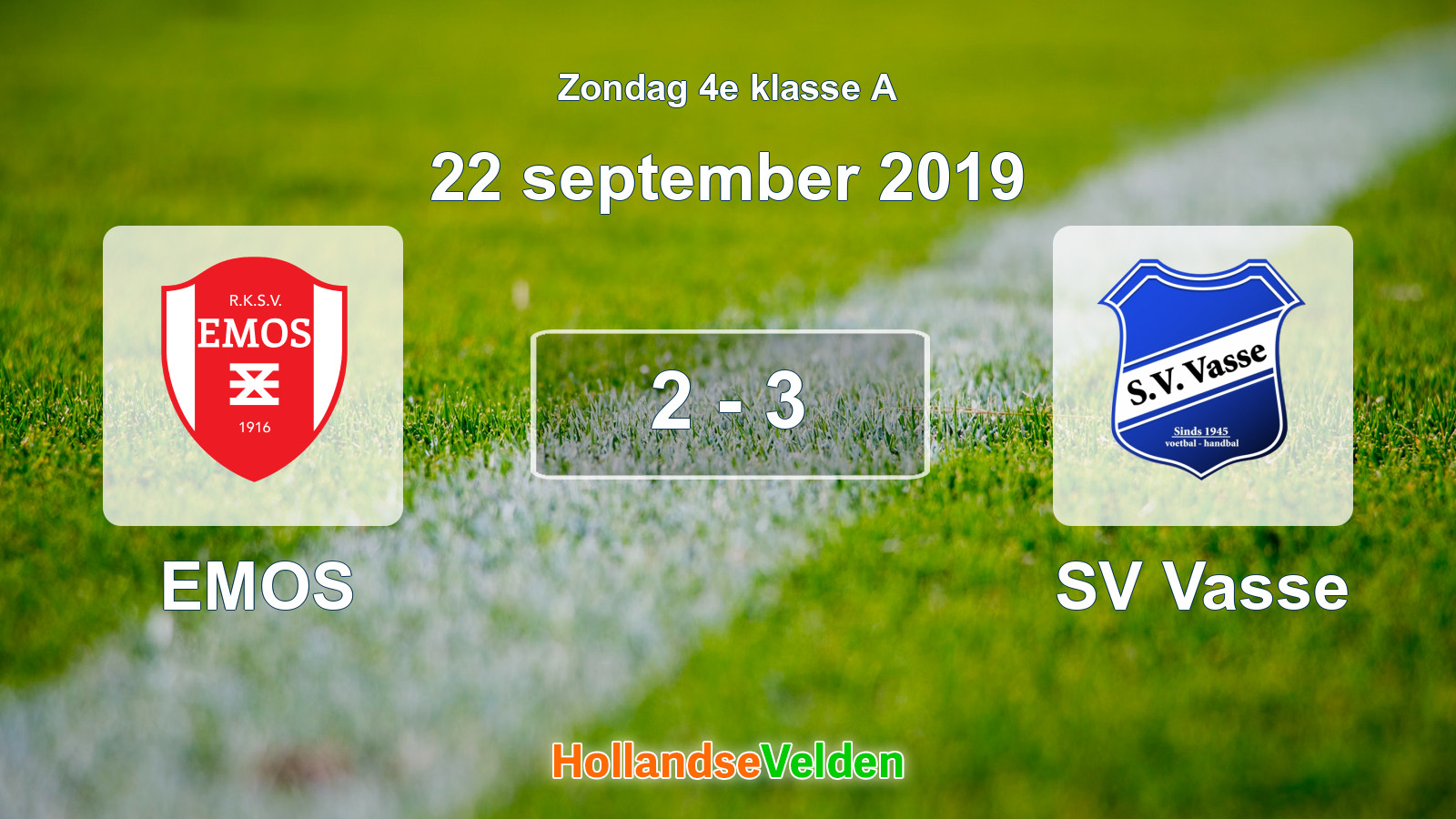 Gespeelde wedstrijd: EMOS - SV Vasse 2 - 3 (22 september 2019)