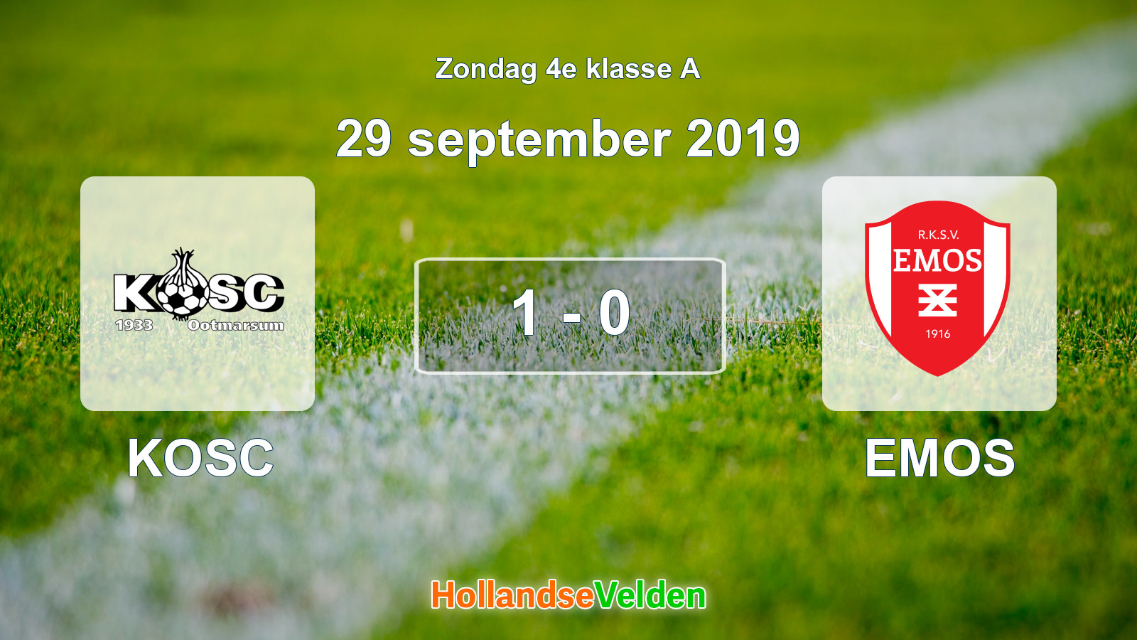 Gespeelde wedstrijd: KOSC - EMOS 1 - 0 (29 september 2019)
