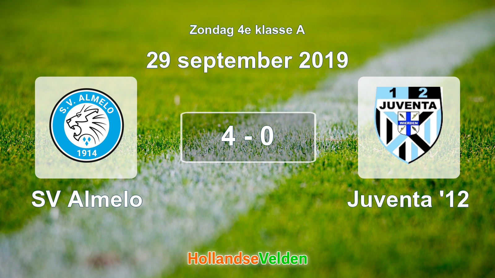 Gespeelde wedstrijd: SV Almelo - Juventa '12 4 - 0 (29 september 2019)