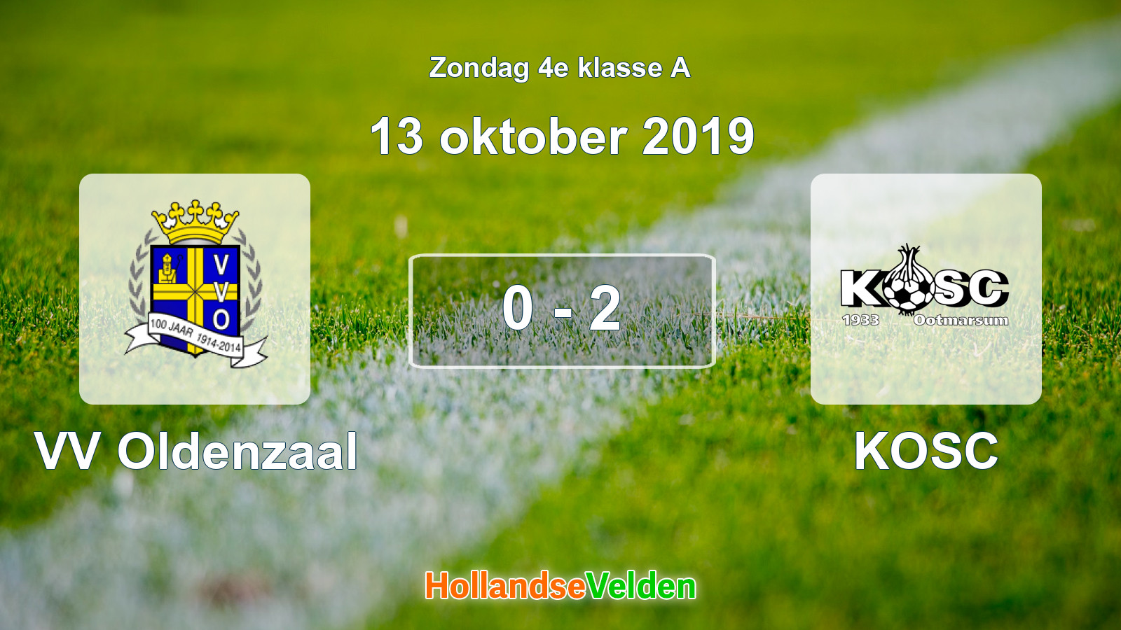 Gespeelde wedstrijd: VV Oldenzaal - KOSC 0 - 2 (13 oktober 2019)