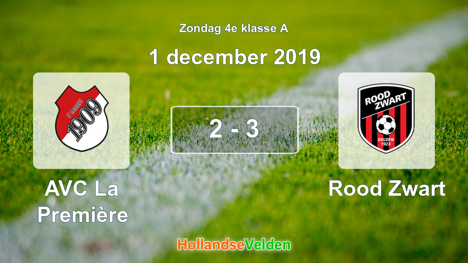 Gespeelde wedstrijd: AVC La Première - Rood Zwart 2 - 3 (1 december 2019)
