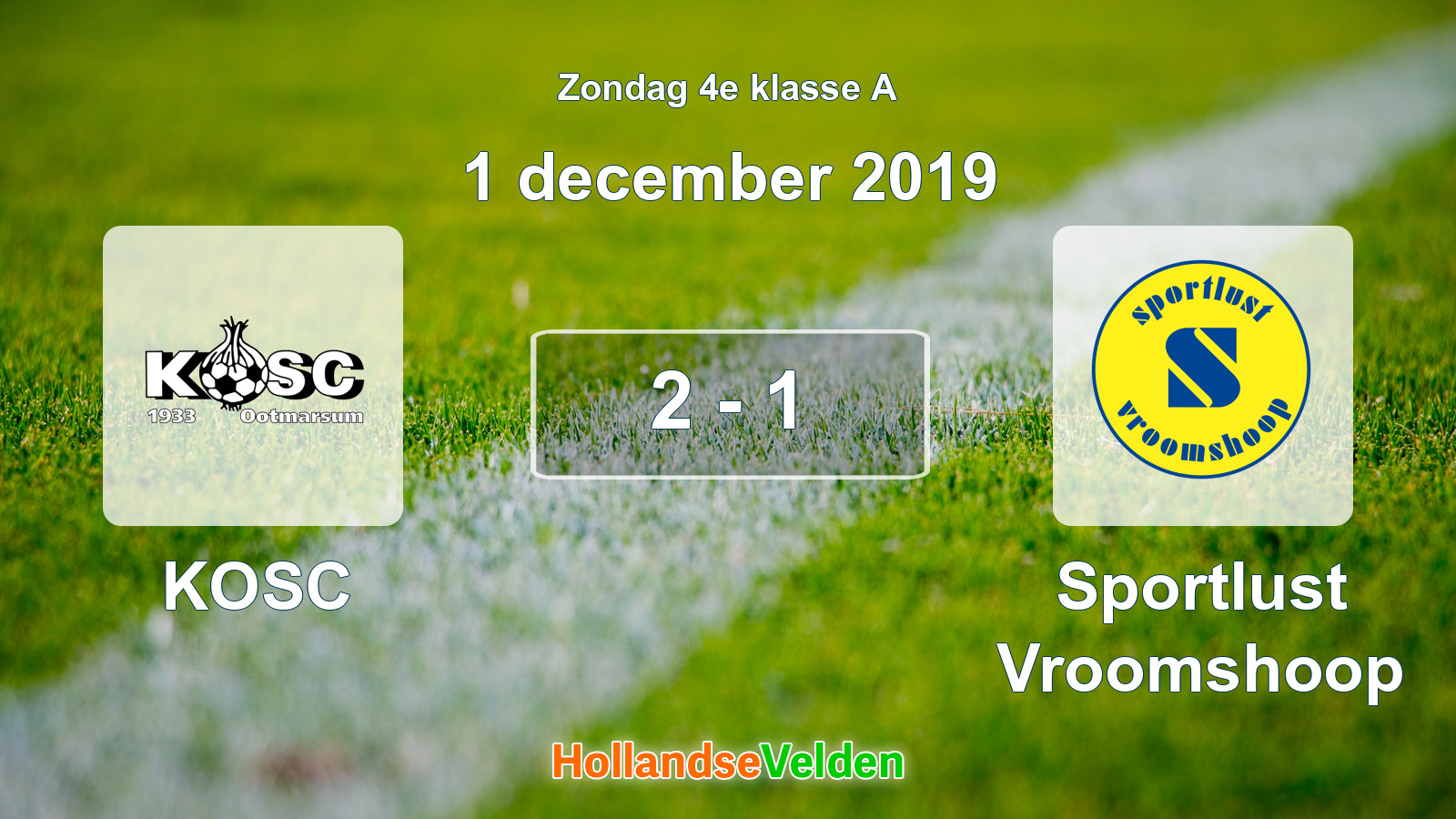 Gespeelde wedstrijd: KOSC - Sportlust Vroomshoop 2 - 1 (1 december 2019)